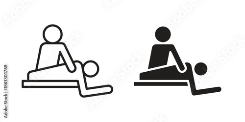 Massage icons vector silhouette set. thin line icon pack.
