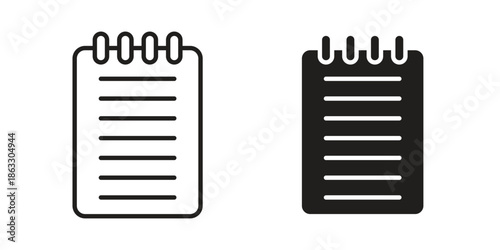 Memo Pad icons vector silhouette set. thin line icon pack.