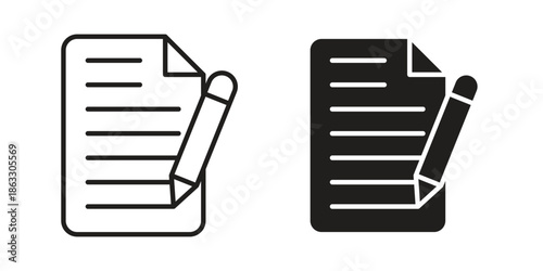 Note icons vector silhouette set. thin line icon pack.