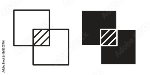 Object intersect icons vector silhouette set. thin line icon pack.