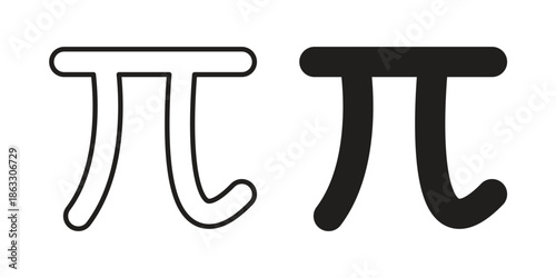 Pi icons vector silhouette set. thin line icon pack.