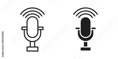 Podcast icons vector silhouette set. thin line icon pack.