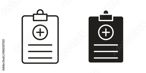 Prescription icons vector silhouette set. thin line icon pack.