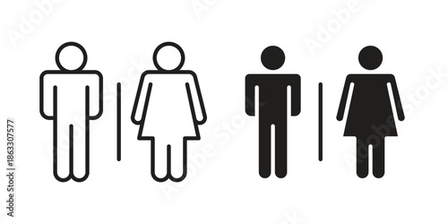 Restroom icons vector silhouette set. thin line icon pack.