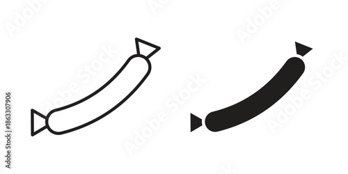 Sausage icons vector silhouette set. thin line icon pack.