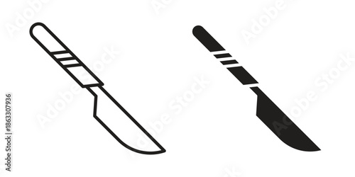 Scalpel icons vector silhouette set. thin line icon pack.