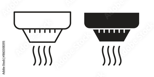 Sensor smoke icons vector silhouette set. thin line icon pack.