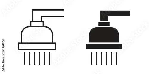 Shower icons vector silhouette set. thin line icon pack.