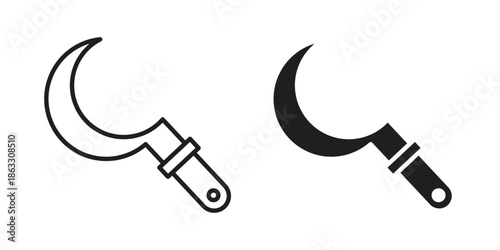 Sickle icons vector silhouette set. thin line icon pack.