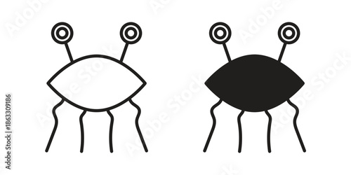 Spaghetti Monster Flying icons vector silhouette set. thin line icon pack.