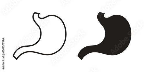 Stomach icons vector silhouette set. thin line icon pack.
