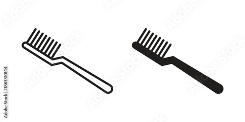 Toothbrush icons vector silhouette set. thin line icon pack.