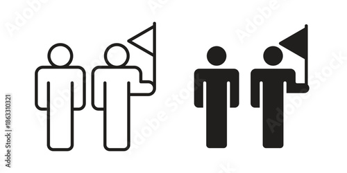 Tour guide people icons vector silhouette set. thin line icon pack.