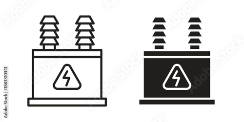 Transformer icons vector silhouette set. thin line icon pack.