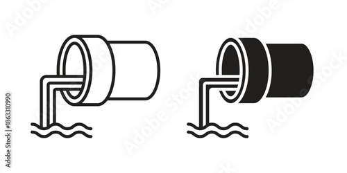 Wastewater icons vector silhouette set. thin line icon pack.