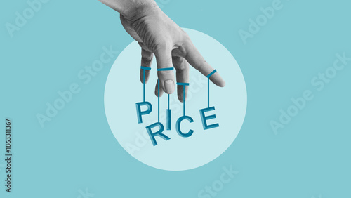 Tableau sur toile Price Control and Inflation Concept - Corporate Manipulation of Living Costs