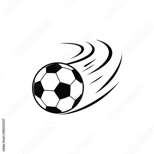 A dynamic illustration of a soccer ball in swift motion