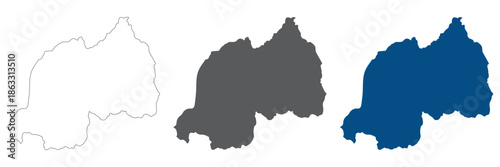 Rwanda map set. Map of Rwanda plain set.