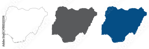 Nigeria map set. Map of Nigeria plain set.