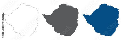 Zimbabwe map set.  Map of Zimbabwe plain set.