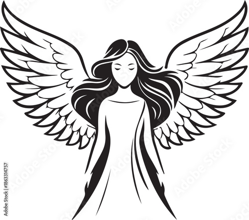 Angel silhouette logo in white background