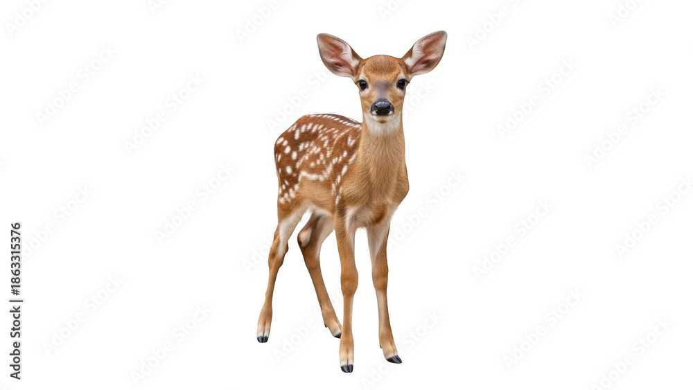 Fototapeta premium Young deer fawn isolated on transparent background