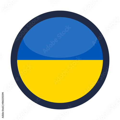 Free Download Glossy Round Ukraine Flag Icon Button Badge Isolated On Transparent Background PNG - GFXLoad