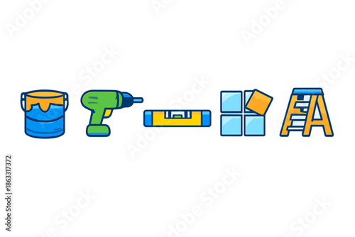 Home renovation and DIY tools icons