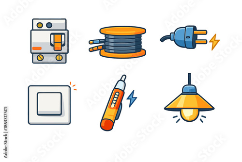 Electrical Items Icons Set