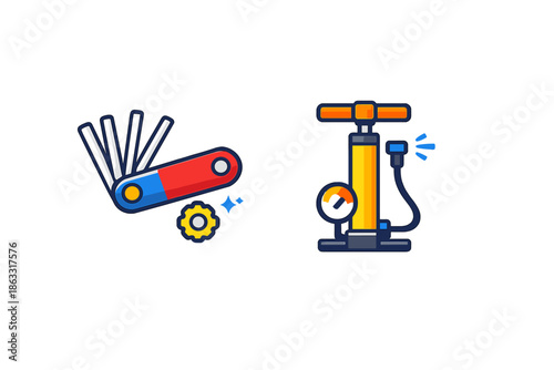 Bike Repair Tools Icon Set