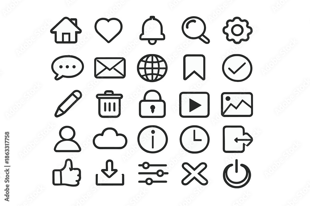Fototapeta premium Modern flat icon set on a gray background