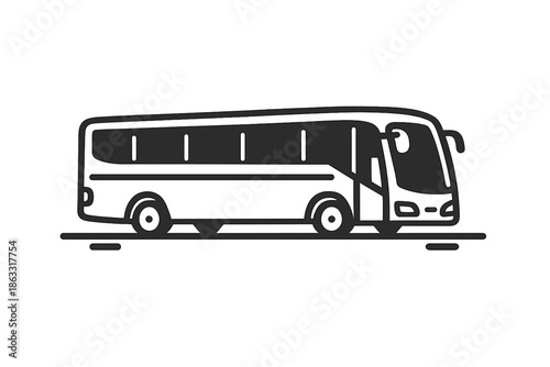 Bus icon silhouette on a dark gray background