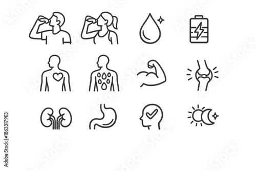 Set of health and wellness icons