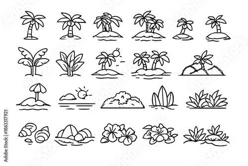 Tropical Island Icons Set