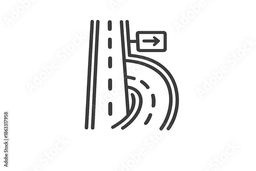 Road junction with arrow sign