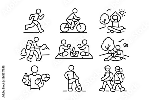 Line Art Icons of Outdoor Activities