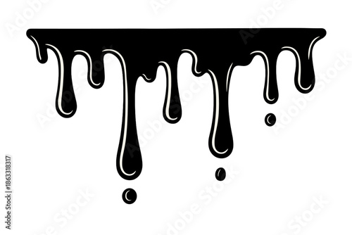 Black paint dripping down a grey gradient background