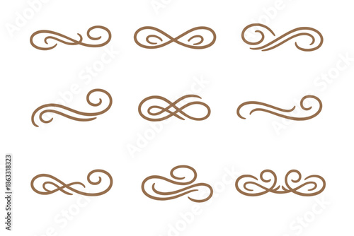 Elegant Swirl and Flourish Ornaments on Textured Brown Background