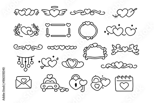 Valentine's Day Icons and Decorative Elements