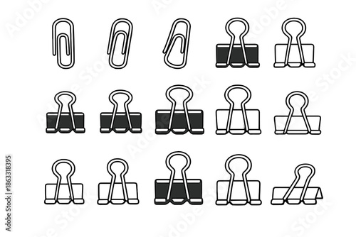 Assortment of Paper Clips and Binder Clips on Gradient Background