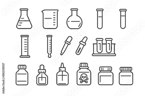 Set of scientific laboratory equipment icons