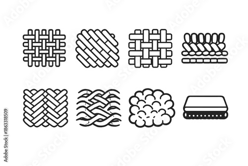 Set of 8 woven patterns and textures icons