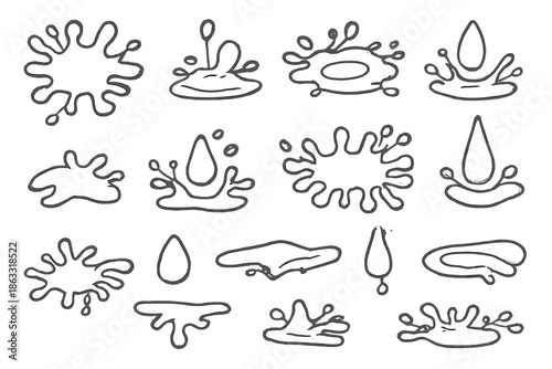 White paint splatters and drops on a gray background