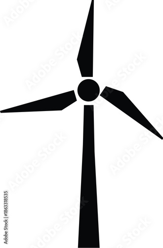 Farm windmill icon, classic American windpump silhouette. Wind turbine silhouette windmill shape with blades icon.