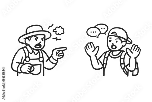 Argument between farmer and young person