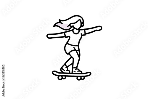 Cartoon person on a skateboard