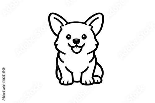 Cute cartoon corgi dog sitting down
