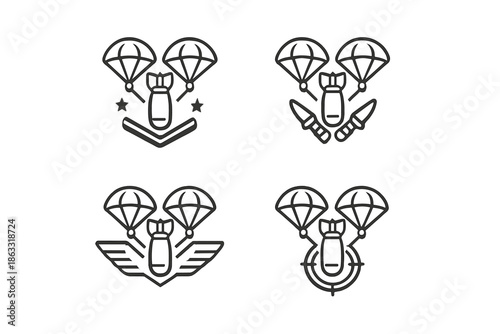 Military Parachute Bomb Icons