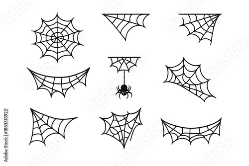Halloween Spiderwebs and Spider Set