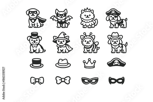 Cute cartoon animal costumes and accessories.